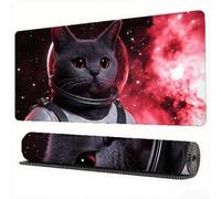 Gaming Mouse Pad Space Cat Mouse Mat 59.1x31.5in Desk Mat Large Extended XXL Mousepad with Stitched Edges and Anti Slip Rubber Base Desk Accessories for Computer, Gaming Room, Gifts for Men, Model414