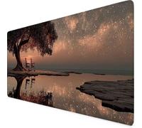 Gaming Mouse Pad Starry Sky Mouse Mat Large Desk Mat with Anti-Slip Rubber Base Waterproof Keyboard Mat for PC, Computer, Laptop Desk Protector Mat, Office Accessories for Men (Grey 100 x 50cm) w284