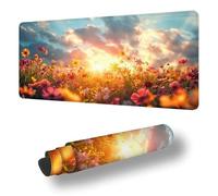 Gaming Mouse Pad Sunset Desk Mat Large 35.4x11.8 inch Flower Mouse Mat, Extended Waterproof Mousepad with Anti-Slip Rubber Base Stitched Edges Keyboard Desk Pad for Home Office Decor, Gifts S-4569
