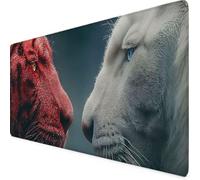 Gaming Mouse Pad Tiger Mouse Mat Large Desk Mat with Anti-Slip Rubber Base Waterproof Keyboard Mat for PC, Computer, Laptop Desk Protector Mat, Home Office Accessories for Men (Red 100 x 50cm) w3428