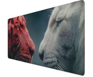 Gaming Mouse Pad Tiger Mouse Mat Large Desk Mat with Anti-Slip Rubber Base Waterproof Keyboard Mat for PC, Computer, Laptop Desk Protector Mat, Home Office Accessories for Men (Red 100 x 50cm) w3428