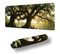 Gaming Mouse Pad Tree Of Life Desk Mat Large 55.1x23.6inch Green Mouse Mat, Extended Waterproof Mousepad with Anti-Slip Rubber Base Stitched Edges Keyboard Desk Pad for Home Office Decor Gifts S-11452