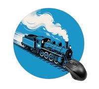 Gaming Mouse Pad Waterproof Mouse Mat Non-Slip Rubber Base Washable Personalized Blue Steam Train Computer Mouse Pads for Laptop Computer Desk Accessories Aesthetic Office Home Travel - Round