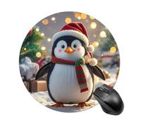 Gaming Mouse Pad Waterproof Mouse Mat Non-Slip Rubber Base Washable Personalized Christmas Penguin Computer Mouse Pads for Laptop Computer Desk Accessories Aesthetic Office Home Travel - Round