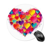 Gaming Mouse Pad Waterproof Mouse Mat Non-Slip Rubber Base Washable Personalized Colourful Heart Computer Mouse Pads for Laptop Computer Desk Accessories Aesthetic Office Home Travel - Round
