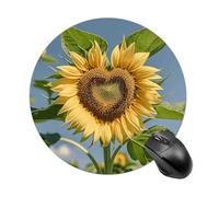 Gaming Mouse Pad Waterproof Mouse Mat Non-Slip Rubber Base Washable Personalized Heart Shaped Sunflower Computer Mouse Pads for Laptop Computer Desk Accessories Aesthetic Office Home Travel - Round