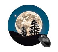 Gaming Mouse Pad Waterproof Mouse Mat Non-Slip Rubber Base Washable Personalized Pine Moon Computer Mouse Pads for Laptop Computer Desk Accessories Aesthetic Office Home Travel - Round
