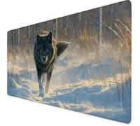 Gaming Mouse Pad White Desk Mat Large 1600X800X3mm Wolf Mouse Mat, Extended Waterproof Mousepad, With Anti-Slip Rubber Base Stitched Edges Mousemat for Gaming Office Desk Decor, Gifts for Women F1-116