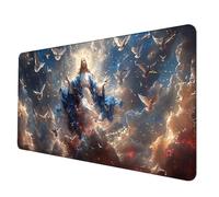 Gaming Mouse Pad White Mouse Mat Male God Desk Mat Large 100 x 50 cm, Waterproof Mousepad with Stitched Edge, Anti-Slip Rubber Base Desk Pad Computer Accessories for PC, Office/Gaming -hjw25068X