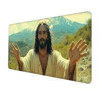 Gaming Mouse Pad White Mouse Mat Male God Desk Mat Large 80 x 30 cm, Waterproof Mousepad with Stitched Edge, Anti-Slip Rubber Base Desk Pad Computer Accessories for PC, Laptop Office/Gaming -hjw250657