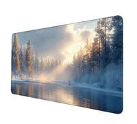Gaming Mouse Pad White Mouse Mat Winter Desk Mat Large 150 x 80 cm, Waterproof Mousepad with Stitched Edge, Anti-Slip Rubber Base Desk Pad Computer Accessories for PC, Laptop Office/Gaming -hjw2506WN
