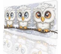 Gaming Mouse Pad White Owl Mouse Mat 31.5x11.8inch with Stitched Edges, Large Extended XXL with Anti Slip Base, Desk Pad for Desk Keyboard Water Decor, Gifts for Men Kids LMDT8245