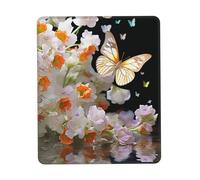 Gaming Mouse Pad with Non-Slip Rubber Base Mouse Mat with Stitched Edge Butterflies Narcissus Flowers Mousepad for Wireless Mouse Desk Mat for Computer Laptop Home Office