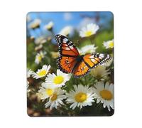 Gaming Mouse Pad with Non-Slip Rubber Base Mousepad Ultra-Smooth Comfortable Mouse Mat Washable Mousepads Butterfly on Daisy Flower Desk Mat Wristing Pad for Office Desk Accessories 7 x 8.6 in