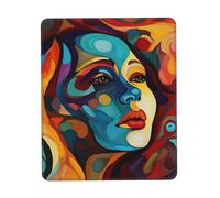 Gaming Mouse Pad with Non-Slip Rubber Base Mousepad Ultra-Smooth Comfortable Mouse Mat Washable Mousepads Abstract Colored Woman Face Desk Mat Wristing Pad for Office Desk Accessories 7 x 8.6 in