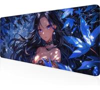 Gaming Mouse Pad Woman, Black Mouse Pad 90 x 40cm with Stitched Edges, Large Extended XXL Keyboard Mat with Anti Slip Base, Mause Mat for Desk Keyboard Decoration, Gifts for Men Adults PjY1285 4-E