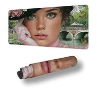 Gaming Mouse Pad Woman Desk Mat Large 39.4x19.7 inch Landscape Mouse Mat, Extended Waterproof Mousepad with Anti-Slip Rubber Base Stitched Edges Keyboard Desk Pad for Home Office Decor, Gifts S-6340