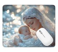 Gaming Mouse Pad Woman, Mouse Mat 32 x 26 cm with Stitched Edges, Q-3967 | Water-Resistant Surface Keyboard Mousepad Our Lady, with Anti-Slip Rubber Base, for Home Office Decor, Gifts for Men/Women