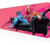 Gaming Mouse Pad Woman, Pink Mouse Pad 800x300x3mm with Stitched Edges, Large Extended XXL Keyboard Mat with Anti Slip Base, Mause Mat for Desk Keyboard Decoration, Gifts for Men Adults PjY2343 7-Z