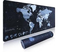 Gaming Mouse Pad XL XXL With World Map (31.5 x 11.8in) - Desk Mat, Large Keyboard Mat 3MM Anti Slip and Waterproof Rubber (Black)