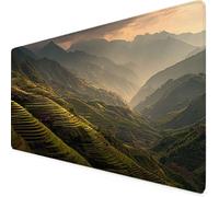 Gaming Mouse Pad XXL 1200x600mm Green Mouse Pad Terraced Fields Desk Mat Large, Non-Slip Rubber Base with Stitched Edges Computer Keyboard Mat, Desk Accessories for Men, PC, Laptop, Home, Office m1548