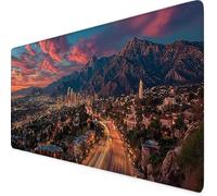 Gaming Mouse Pad XXL 1200x600mm Red Mouse Pad City Desk Mat Large, Non-Slip Rubber Base with Stitched Edges Computer Keyboard Mat, Desk Accessories for Men, PC, Laptop, Home, Office, Decor Gifts w3144