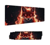 Gaming Mouse Pad XXL 23.6 x 11.8 inch, Large Mouse Mat Animal Office Desk Accessories, Extended Desk Mat with Anti-Slip Rubber Base Stitched Edges Keyboard Mousepad for Home Office Decor, Fox H-11118