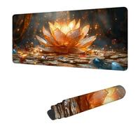 Gaming Mouse Pad XXL 23.6 x 11.8 inch, Large Mouse Mat Lotus Extended Desk Mat, Keyboard Mousepad Flower, with Stitched Edge Mousepad, Perfect for Gaming & Office Accessories, Gifts for Women H-6258