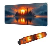 Gaming Mouse Pad XXL 23.6 x 11.8 inch, Large Mouse Mat Sunset Extended Desk Mat, Keyboard Mousepad Lake, with Stitched Edge Mousepad, Perfect for Gaming & Office Accessories, Gifts for Women H-8274