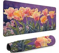 Gaming Mouse Pad XXL 23.6 x 11.8 inch, Large Mouse MatAbstract Extended Desk Mat, Keyboard Mousepad Flower, with Anti-Slip Rubber Base Stitched Edges Desk Pad for Home Office Decor, Gifts C-6380