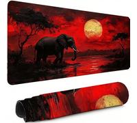 Gaming Mouse Pad XXL 23.6 x 11.8 inch, Large Mouse MatAfrica Extended Desk Mat, Keyboard Mousepad Elephant, with Anti-Slip Rubber Base Stitched Edges Desk Pad for Home Office Decor, Gifts C-4420