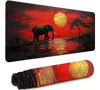 Gaming Mouse Pad XXL 23.6 x 11.8 inch, Large Mouse MatAfrica Extended Desk Mat, Keyboard Mousepad Elephant, with Anti-Slip Rubber Base Stitched Edges Desk Pad for Home Office Decor, Gifts Women C-759