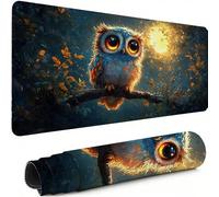 Gaming Mouse Pad XXL 23.6 x 11.8 inch, Large Mouse MatMoon Extended Desk Mat, Keyboard Mousepad Owl, with Anti-Slip Rubber Base Stitched Edges Desk Pad for Home Office Decor, Gifts for Women C-4693