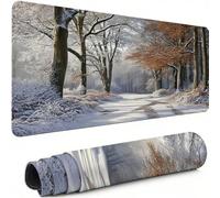 Gaming Mouse Pad XXL 23.6 x 11.8 inch, Large Mouse MatWinter Extended Desk Mat, Keyboard Mousepad Forest, with Anti-Slip Rubber Base Stitched Edges Desk Pad for Home Office Decor, Gifts Women C-115