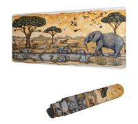 Gaming Mouse Pad XXL 23.6x11.8 inch, Large Mouse Mat Africa Extended Desk Mat, Keyboard Mousepad Elephant, with Stitched Edge Mousepad, Perfect for Gaming & Office Accessories, Gifts for Women H-3225
