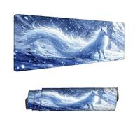 Gaming Mouse Pad XXL 35.4 x 11.8 inch, Large Mouse Mat Animal Office Desk Accessories, Extended Desk Mat with Anti-Slip Rubber Base Stitched Edges Keyboard Mousepad for Home Office Decor, Fox H-3815