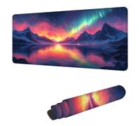Gaming Mouse Pad XXL 39.4 x 19.7 inch, Large Mouse Mat Aurora Extended Desk Mat, Keyboard Mousepad Lake, with Stitched Edge Mousepad, Perfect for Gaming & Office Accessories, Gifts for Women H-7656