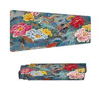 Gaming Mouse Pad XXL 39.4 x 19.7 inch, Large Mouse Mat Color Office Desk Accessories, Extended Desk Mat with Anti-Slip Rubber Base Stitched Edges Keyboard Mousepad for Home Office Decor, Peony H-165