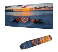 Gaming Mouse Pad XXL 39.4 x 19.7 inch, Large Mouse Mat Love Extended Desk Mat, Keyboard Mousepad Beach, with Stitched Edge Mousepad, Perfect for Gaming & Office Accessories, Gifts for Women H-3030