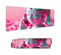 Gaming Mouse Pad XXL 39.4 x 19.7 inch, Large Mouse Mat Pink Office Desk Accessories, Desk Mat with Anti-Slip Rubber Base Stitched Edges Keyboard Mousepad for Home Office Decor, Buddha Statues H-9967
