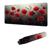Gaming Mouse Pad XXL 39.4 x 19.7 inch, Large Mouse Mat Red Extended Desk Mat, Keyboard Mousepad Poppy, with Stitched Edge Mousepad, Perfect for Gaming & Office Accessories, Gifts for Women H-2265