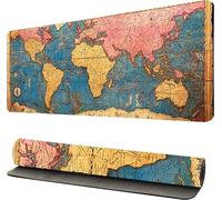 Gaming Mouse Pad XXL 40x80cm, Large Mouse Pad World Map Modern, Large Desk Mousemat Mats, Non-Slip Keyboard Mats, Gaming Mousepad with Stitched Edges, for Gaming Office Work-46342
