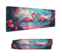 Gaming Mouse Pad XXL 55.1 x 23.6 in, Large Mouse Mat Flamingo Office Desk Accessories, Extended Desk Mat with Anti-Slip Rubber Base Stitched Edges Keyboard Mousepad, Home Office Decor, Flower H-6239