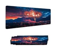 Gaming Mouse Pad XXL 55.1 x 23.6 inch, Large Mouse Mat Fireworks Office Desk Accessories, Desk Mat with Anti-Slip Rubber Base Stitched Edges Keyboard Mousepad for Home Office Decor, Landscape H-571
