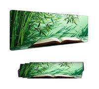 Gaming Mouse Pad XXL 55.1 x 23.6 inch, Large Mouse Mat Green Office Desk Accessories, Extended Desk Mat with Anti-Slip Rubber Base Stitched Edges Keyboard Mousepad for Home Office Decor, Bamboo H-8306