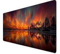 Gaming Mouse Pad XXL 600x300mm Orange Color Mouse Pad Aurora Desk Mat Large, Non-Slip Rubber Base with Stitched Edges Computer Keyboard Mat, Desk Accessories for Men, PC, Laptop, Home, Office s2796