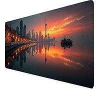 Gaming Mouse Pad XXL 600x300mm Red Mouse Pad Architecture Desk Mat Large, Non-Slip Rubber Base with Stitched Edges Computer Keyboard Mat, Desk Accessories for Men, PC, Laptop, Home, Office q3118