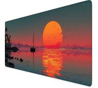 Gaming Mouse Pad XXL 700x300mm Orange Color Mouse Pad Sunset Desk Mat Large, Non-Slip Rubber Base with Stitched Edges Computer Keyboard Mat, Desk Accessories for Men, PC, Laptop, Home, Office m3987