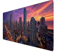 Gaming Mouse Pad XXL 700x300mm Purple Mouse Pad City Desk Mat Large, Non-Slip Rubber Base with Stitched Edges Computer Keyboard Mat, Desk Accessories for Men, PC, Laptop, Home, Office, Gifts q3154