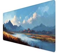 Gaming Mouse Pad XXL 800x400mm Orange Color Mouse Pad Mountain Desk Mat Large, Non-Slip Rubber Base with Stitched Edges Computer Keyboard Mat, Desk Accessories for Men, PC, Laptop, Home, Office s3750